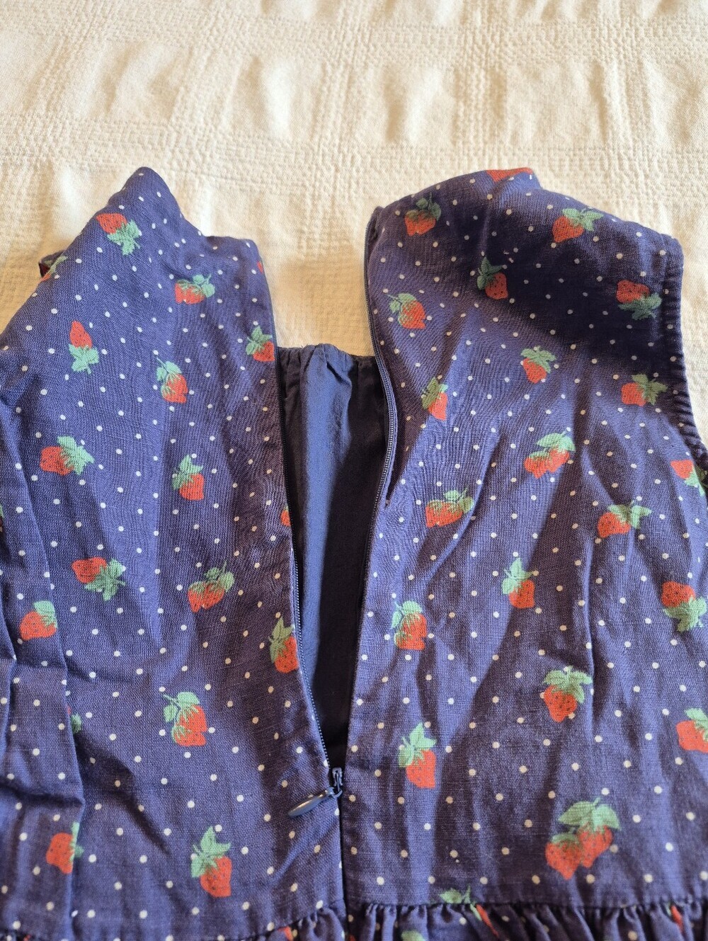 Mini Boden girls size 11-12 yrs blue dress with strawberry print red belt VVGUC - Picture 5 of 8